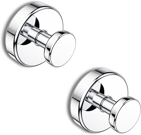 Bntuk Suction Cup Hooks for Shower, Removable Towel Hooks for Bathroom Window Glass Door Wall, Bath Robe Looafh Hook for Hanging - 2 Pack, Chrome