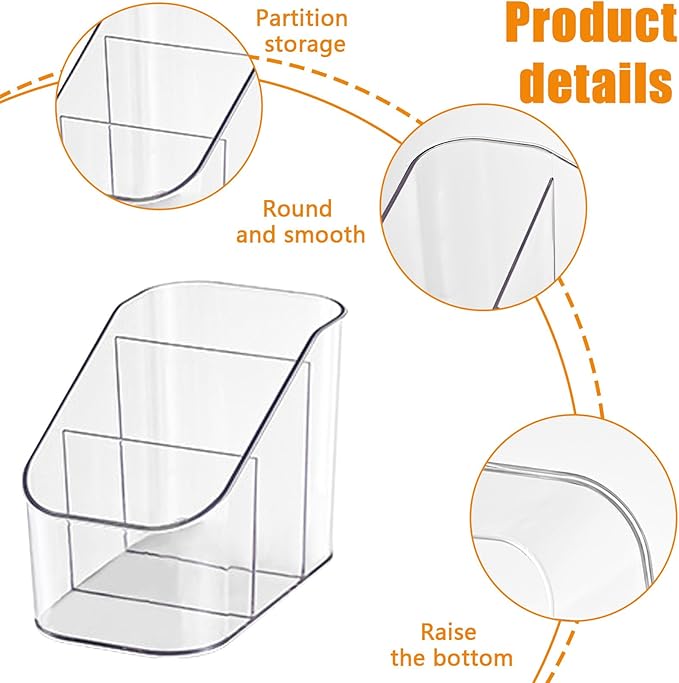Remote Control Holder, Clear Plastic TV Remote Caddy for Desk and Nightstand Storage, Space-Saving Desk Organizer with See-Through Design for Living Room and Office Desk Accessories, 3 Compartments