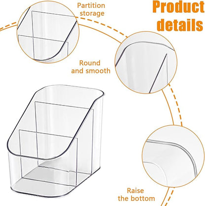 Remote Control Holder, Clear Plastic TV Remote Caddy for Desk and Nightstand Storage, Space-Saving Desk Organizer with See-Through Design for Living Room and Office Desk Accessories, 3 Compartments