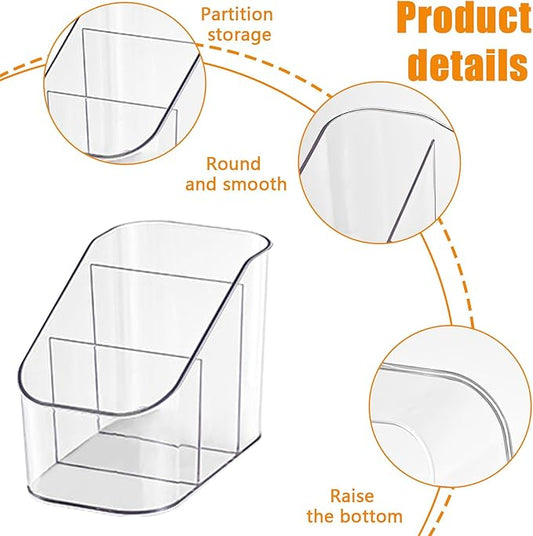 Remote Control Holder, Clear Plastic TV Remote Caddy for Desk and Nightstand Storage, Space-Saving Desk Organizer with See-Through Design for Living Room and Office Desk Accessories, 3 Compartments