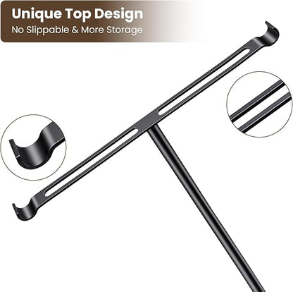 Hand Towel Holder Height Adjustable Stand, Stainless Steel Towel Rack for Bathroom, Holder for Bathroom Kitchen Bedroom Entryway, Black