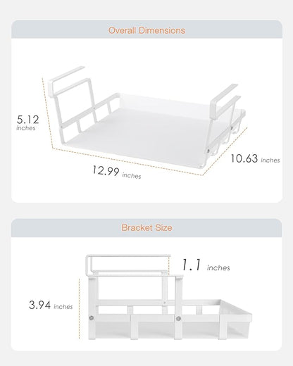 Under Shelf Basket, 2 Pack Under Cabinet Shelf Basket Organizer, Hanging Wire Storage Baskets, Slide-in, Add-on Space Saving for Kitchen Pantry Laundry Room Desk Bookshelf, White