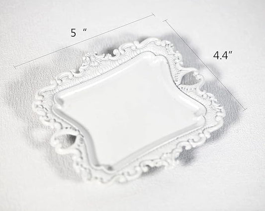 Funly mee Antique Trinket Dish Vintage Jewelry Tray, Ring Holder (White, S)