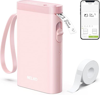 Nelko Label Maker Machine with Tape, P21 Bluetooth Label Printer, Wireless Mini Label Makers with Multiple Templates for School Office Home, Pink