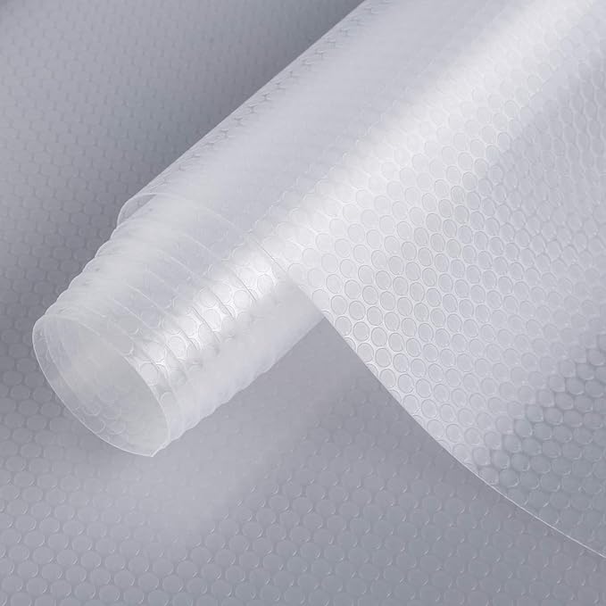 HooTown Refrigerator, Freezer, fridge Shelf Liners and Drawer Mats 11.8 Inch Wide x 6.5 Feet Long, Non Adhesive EVA Plastic Washable Waterproof Pads for Kitchen Cabinet, Pantry Closet, Cupboard, Clear