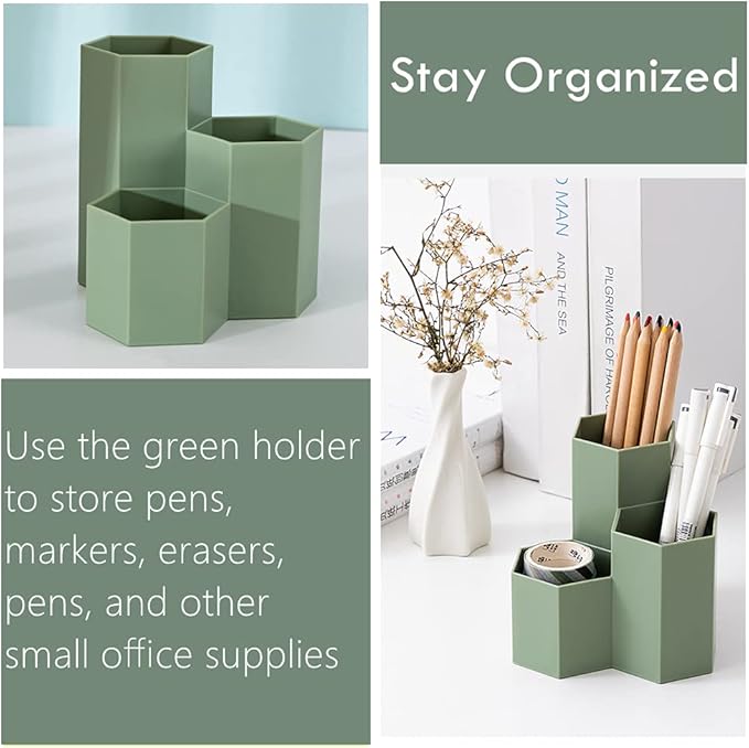 Pencil Organizer Pen Holder for Desk Pens Cup Small Desk Organizer Cute Pen Holder for Office,School and Home (Green)