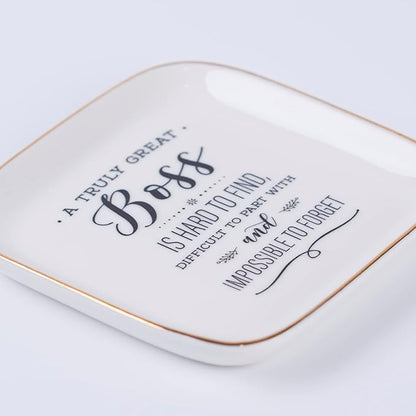Piudee Boss Lady Gifts for Women, Gifts for Boss Jewelry Dish A Truly Great boss is Hard to find...and Impossible to Forget, Female Boss Gifts for Women Christmas Birthday Bosses Day Gifts