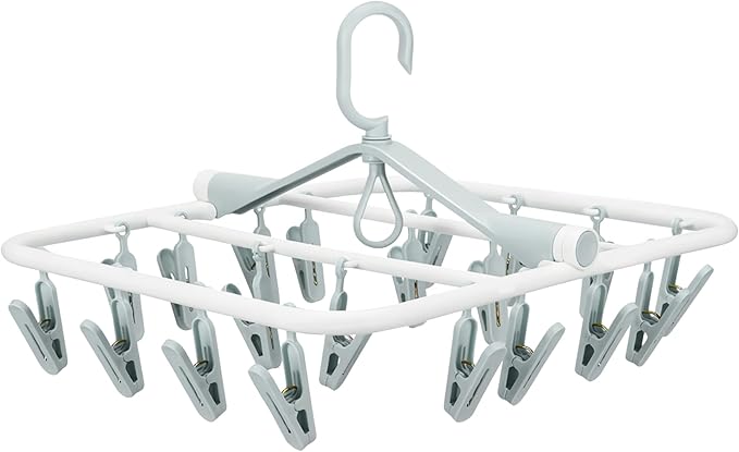 Plastic PP Drying Hanger, Anti-Rusty Drying Rack for Clothes, Socks, Lingeries, Delicates, Drying Hanger with 20 Clips for Baby Clothes, Towels