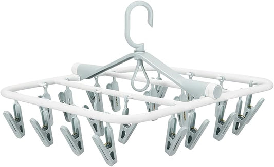 Plastic PP Drying Hanger, Anti-Rusty Drying Rack for Clothes, Socks, Lingeries, Delicates, Drying Hanger with 20 Clips for Baby Clothes, Towels