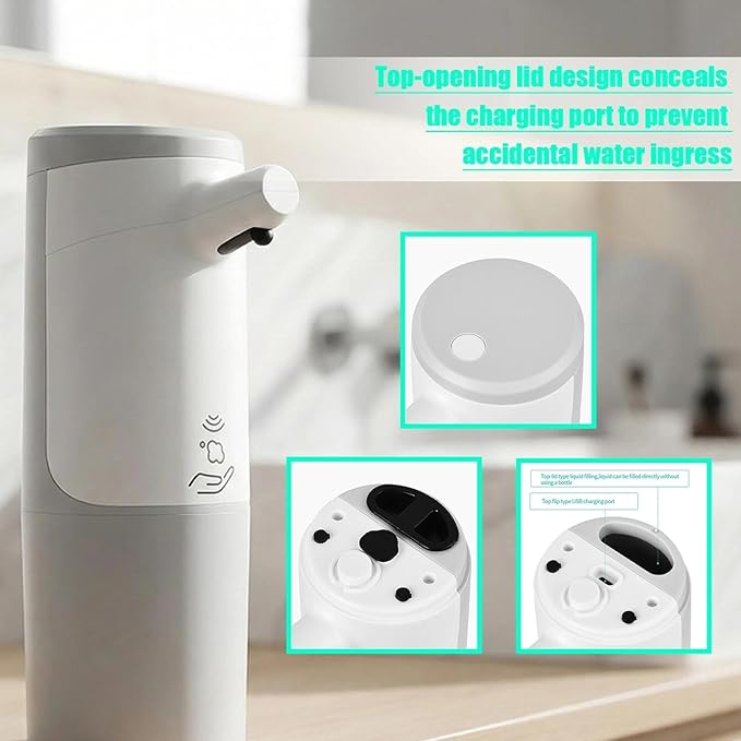 WEALTHYHEART Automatic Soap Dispenser Touchless 15.2oz with Smart Sensor, USB Rechargeable, Hands Free Soap Dispenser for Bathroom & Kitchen