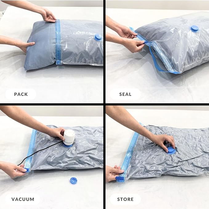 Nellivia 35 Pack Vacuum Storage Bags with Electric Pump, Compression Space Saver for Comforters, Bedding, Blanket Storage, Vacuum Seal Bags for Clothing, Luggage and Closet Organizer