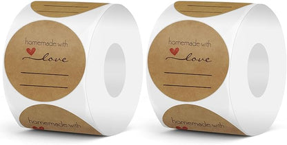 1000 Pcs Jam and Jelly Jar Canning Labels for Mason Jars and More(2" Round 500/roll. 2 Roll) with Lines for Writing- Jar Labels Jam, Jelly, and More