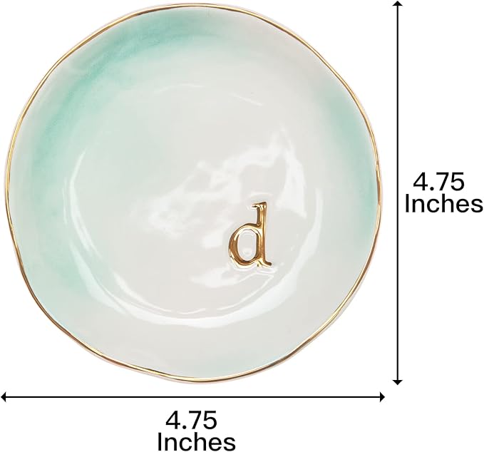 COLLECTIVE HOME - Ceramic Jewelry Tray, Decorative Trinket Dish for Rings Earrings Necklaces Bracelet Watch Keys, Birthday Mother's Day Christmas Gift for Women, 4.75", Colored Surface (D)