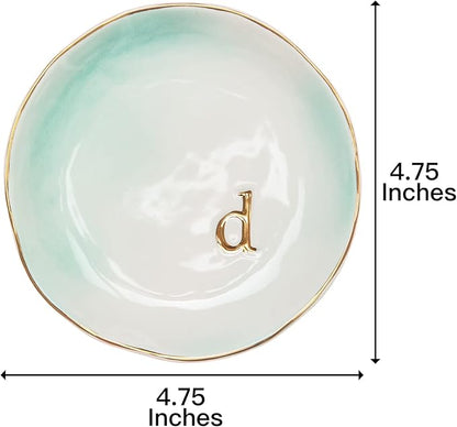 COLLECTIVE HOME - Ceramic Jewelry Tray, Decorative Trinket Dish for Rings Earrings Necklaces Bracelet Watch Keys, Birthday Mother's Day Christmas Gift for Women, 4.75", Colored Surface (D)