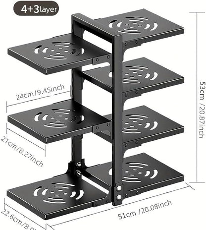 Mnftive adjustable Pot and Pan Organizer for Cabinets - kitchen cabinet No Drill Storage Rack, Fits 24 Inch Deep Shelves, Space Saving Under Shelf Design (each layer Max Load 15lbs)