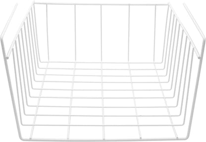 YBM HOME Under Shelf Wire Basket Storage Organizer for Kitchen Pantry - White Hanging Metal Wrap Rack, Easy to Install, (6 Pack, Medium) 2222-6