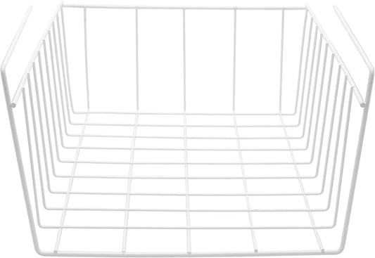 YBM HOME Under Shelf Wire Basket Storage Organizer for Kitchen Pantry - White Hanging Metal Wrap Rack, Easy to Install, (6 Pack, Medium) 2222-6