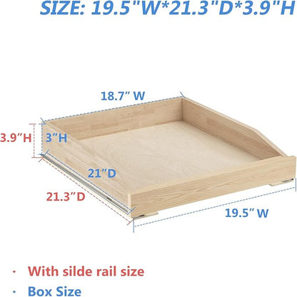 ROOMTEC Pull Out Cabinet Organizer with Soft Close, 19-1/2" W x 21" D, Pull Out Cabinet Drawer for Kitchen cabinets, Pull Out Cabinet Shelf, Finished, Bottom Assembly