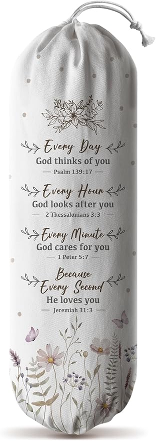 Hglian Bible Verse Faith Flower Plastic Bag Holder,Religious Motivational Grocery Bags Storage Extra Large