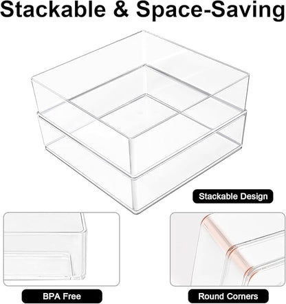 Recogwood Stackable Acrylic Drawer Organizer Set, 11 PCS Multi-Size Storage Bins for Makeup, Office Desk, Bathroom, Vanity and Kitchen Utensils