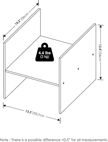 Furinno Cubicle Cube Insert, H-Shelf Cube Organizer, Fits into Furinno Extra Thick Cubes, for Organizers and Storage, Black Dark Oak (Does not fit IKEA Kallax Shelving)