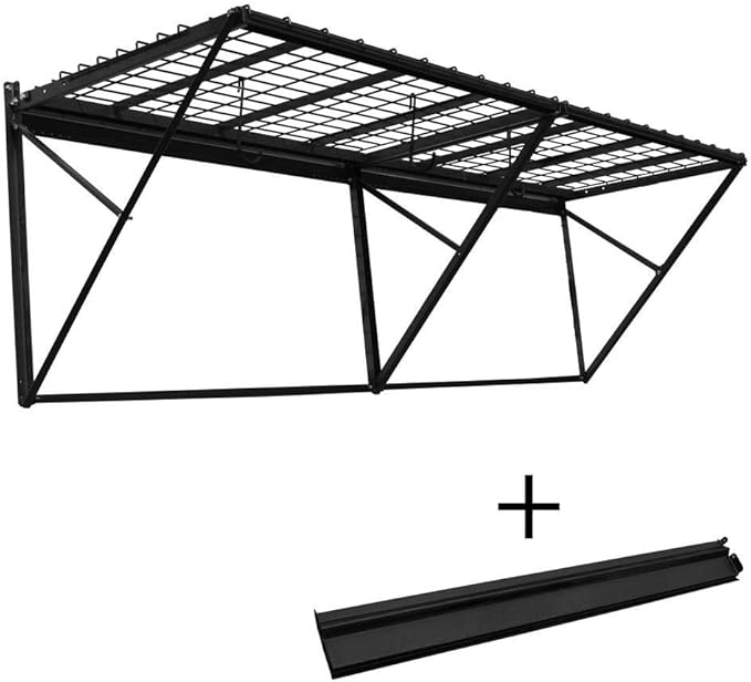 Proslat 60008 ProRack Heavy Duty Wall Mount Metal Storage Shelf with 8' Section, Charcoal Granite, 8-ft