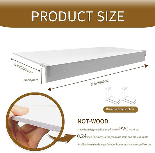 Wire Shelf Cover, Wire Rack Covers for Pantry,4 Pcs PVC Wood-Look Faux Wood Shelf Liners,35 x12 Inch,0.24 inch Thick for Home and Kitchen Organization