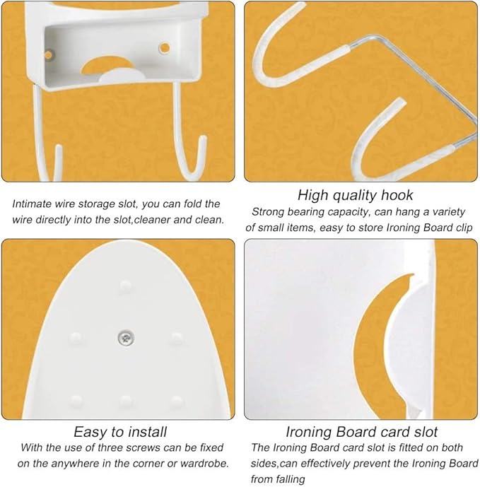 Iron Holder Wall Mount Iron Hanger Hotel Iron Hanger Guest Room Ironing Board Hanger Hotel Iron Hanger for Home., White