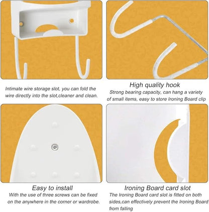 Iron Holder Wall Mount Iron Hanger Hotel Iron Hanger Guest Room Ironing Board Hanger Hotel Iron Hanger for Home., White