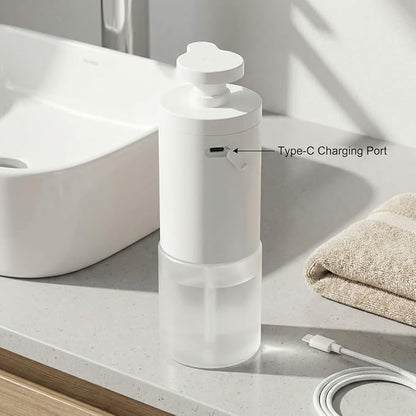 Automatic Foam Soap Dispenser, Touchless Sensor, ABS Plastic, Type-C Rechargeable, 350ml Capacity, Ideal for Kitchen & Bathroom