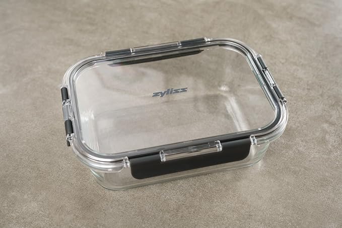 Zyliss E981066 1.5L Glass Container, Shatter Resistant Glass, Airtight Food Storage Box with Sealable Lid, Microwave Safe, BPA Free, Freezer Safe, Fridge Storage, Food Container, 23cm x 18cm x 7.5cm