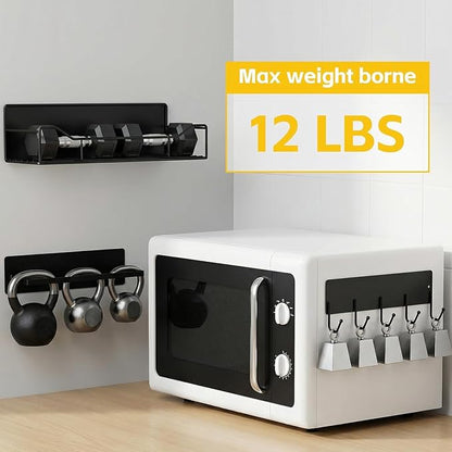 5 Pack Magnetic Shelves for Washing Machine & Refrigerator, Heavy-Duty Metal Magnetic Laundry Organizer with Hooks, Space-Saving Storage Baskets for Laundry Room, Kitchen & Closet (Black)