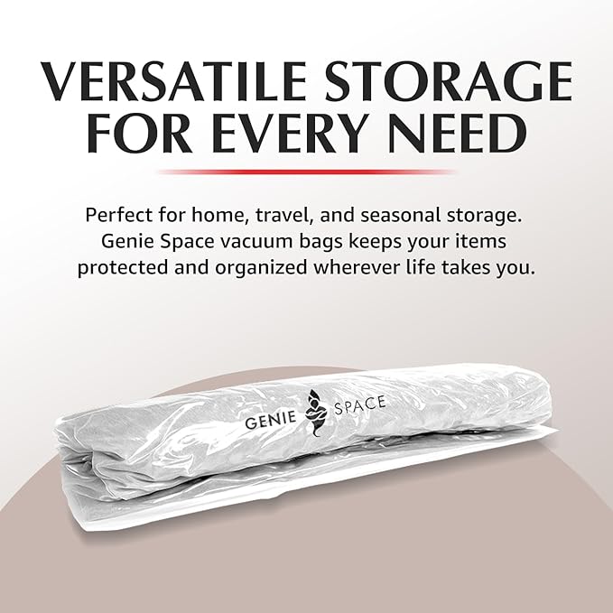 GENIE SPACE Roll-Up Compression Bags for Clothes – Airtight, Waterproof & Reusable Travel Space Saver Bags, No Pump Needed – Variety 6-Pack (2 Large, 2 Medium, 2 Small)