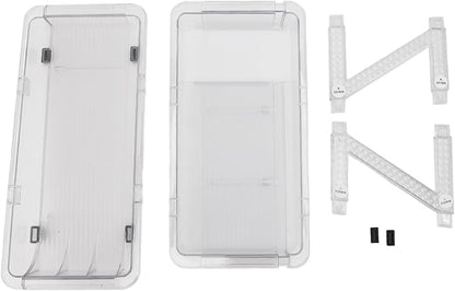 Adjustable Soda Can Organizer 2 Layer Clear Expandable Beverage Dispenser with Automatic Rolling Mechanism for Refrigerator, Fridge, Pantry, and Freezer