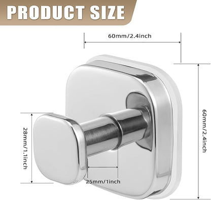 Fenas No-Drill Reusable Suction Cup Hooks, Towel, Robe, Loofah, Coat Hook for Glass, Mirror, Tile, Shower, Bathroom, Kitchen & Metal (Smooth, Non-Porous Surfaces) (4, Chrome Polished)