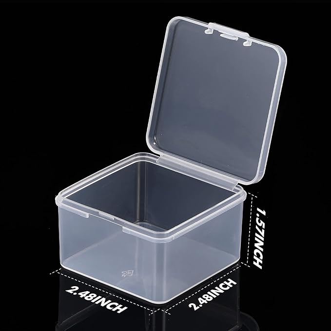 Jetec 6 Pieces Mini Plastic Clear Beads Storage Containers Box for Collecting Small Items, Beads, Jewelry, Business Cards, Game Pieces, Crafts (2.5 x 2.5 x 1.6 Inch)