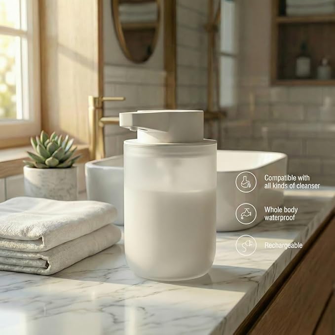Automatic Liquid Soap Dispenser, Touchless Sensor, ABS Plastic, Type-C Rechargeable, 300ml Capacity for Bathroom & Kitchen