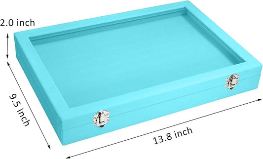 Rings Organizer Tray 100 Slot Velvet Ring Earring Storage Box TranSparent Cover Jewelry Store Ring Display Box Jewelry Display Cabinet for Girl Wife Mother