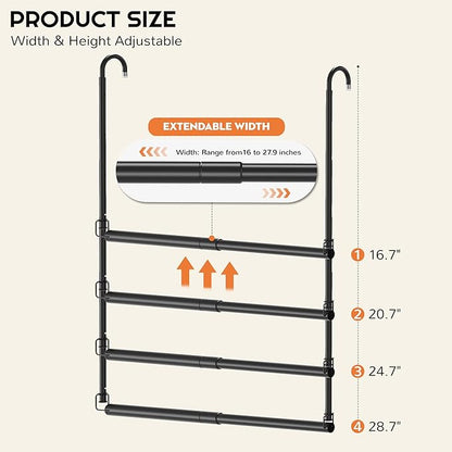 Hanging Closet Rod Adjustable Width Height Closet Rods For Hanging Clothes Black 2 Pack Closet Extender Hanging Rod Clothes Space-Saving Hanging Bar Organizer