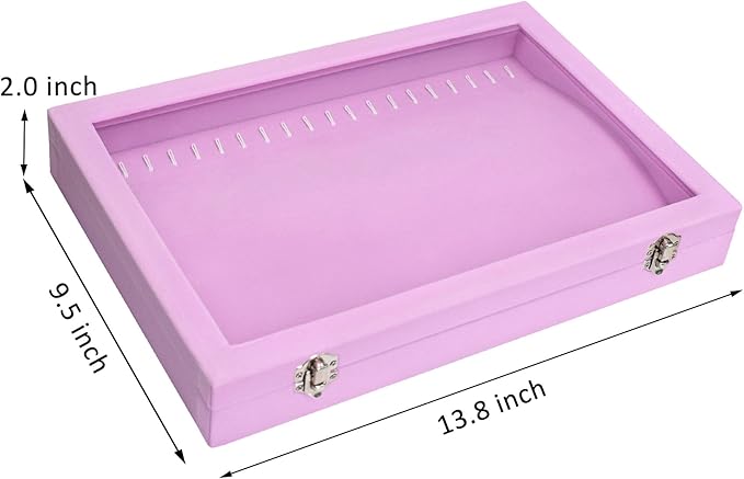 Velvet Necklace Display Jewelry Tray 20 Hook Necklace Tray Necklace Pendant Jewelry Tray for Women and Girls
