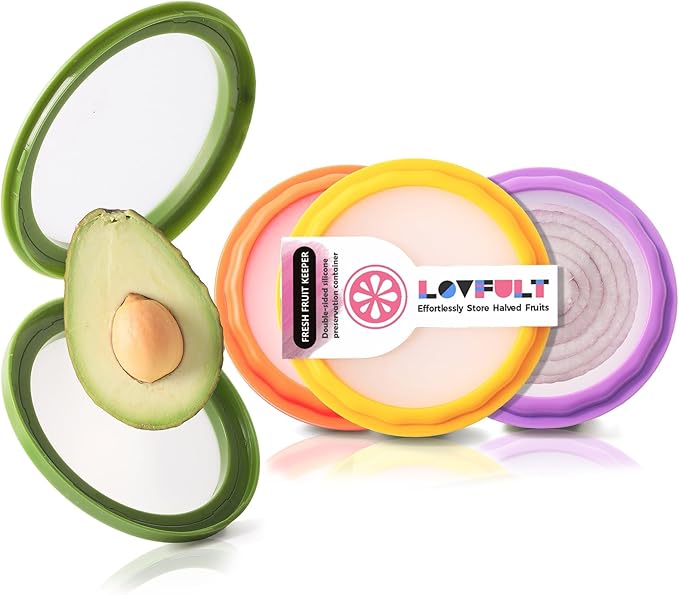 Lovfult Onion Storage and Avocado Saver - 4-Piece Set Silicone Fruit Storage Box, Multifunctional and Perfect for Lemons, Cheese, Tomatoes, Potatoes, Garlic