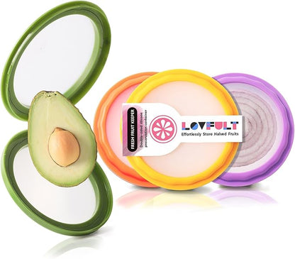 Lovfult Onion Storage and Avocado Saver - 4-Piece Set Silicone Fruit Storage Box, Multifunctional and Perfect for Lemons, Cheese, Tomatoes, Potatoes, Garlic
