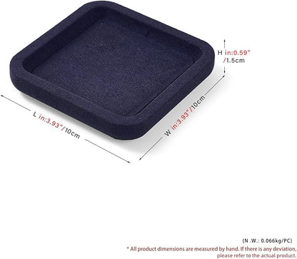 Woodten Premium Microfiber Jewelry Display Tray - Small Blue Velvet Organizer for Rings, Earrings, Necklace, Bracelet - Photograph, Trade Show, Dresser Storage (10x10cm, XS)
