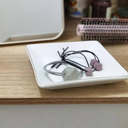 HANKOR Ceramic Jewelry Dish Tray, Decorative Trinket Tray Holder for Ring Earring Key, Gift for Women Girls, 4.7inch, White