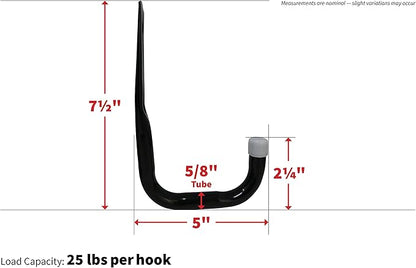 Shepherd Hardware 8089E Heavy Duty Steel 5-Inch Garage Storage Utility Hooks, 4 Pack, Black