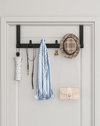 CHAUNCEY HOME Over The Door Hooks Hanger, Heavy Duty Rack for Winter Coat, Fits 1 3/4" Doors, L7U - Bathroom Accessories and Towel Organizer Holder - Black