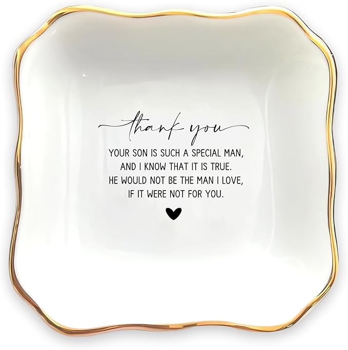HatafaFurni Jewelry Tray for Unique Mother of the Groom Gift, Thank You For Raising the Man of My Dreams Ring Dish, Mother in Law Trinket Tray Gift from Daughter In Law, Ceramic Ring Dish Holder