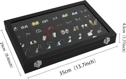 Wudygirl Jewelry Organizer 40 Grid Earring Holder Organizer with Clear Lid Jewelry Box for Rings Earrings Bracelets Storage Display Case for Women