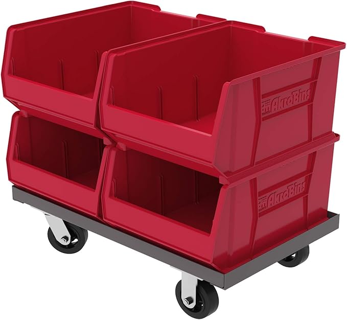 Akro-Mils 30289 Super-Size AkroBins Plastic Storage Bins, Space-Saving Stackable Bins for Garage, Classroom, Warehouse Organization, 24-Inch L x 18-Inch W x 12-Inch H, Red, 1-Pack