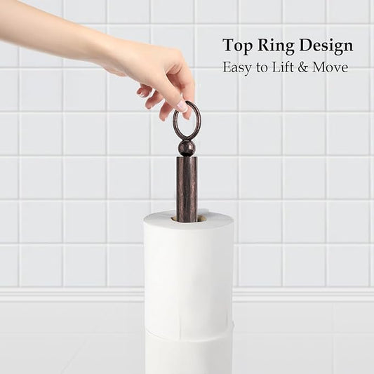Toilet Paper Holder Stand, Free Standing Toilet Paper Storage for Bathroom, Weighted Base with Reserve for 4 Roll (2 Pack, Oil Rubbed Bronze)